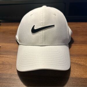 Nike White Baseball Cap with Black Swoosh